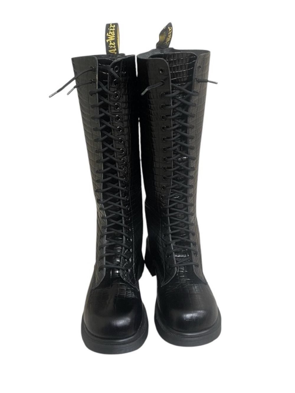 RARE Dr Martens ENGLAND  9730 Croc Emboss Square Toe knee high Boots. Women's 10 - Picture 2 of 16